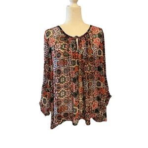 Rebecca Minkoff Multicolor Floral Print Blouse Size Large